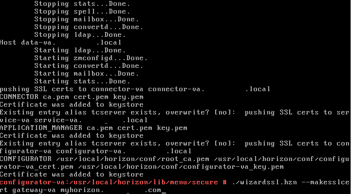 Quick Fix: Horizon Workspace : Error creating admin user “ hostname in certificate didnt match: !="