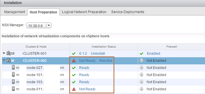 NSX Host Preparation: Cluster Not Ready - Legacy vCNS VXLAN VIBs Installed