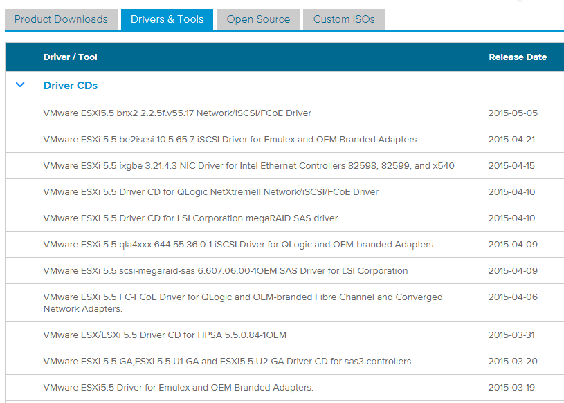 Quick Post: One Stop Shop for ESXi Driver Downloads