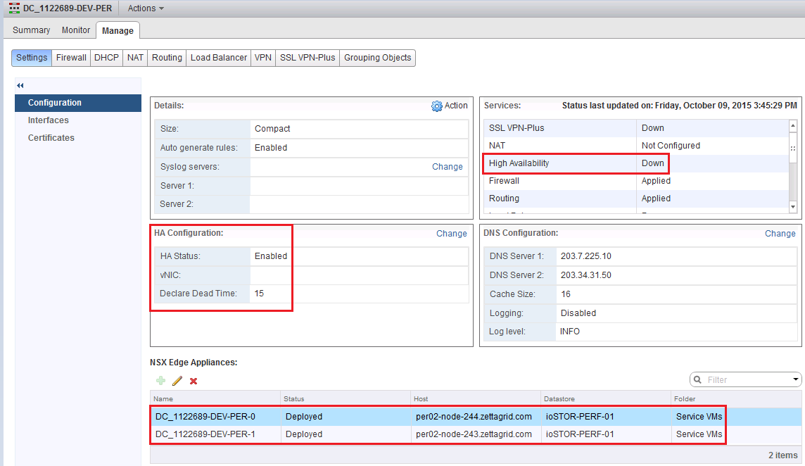 NSX Bytes: NSX Edge - High Availability Status Down