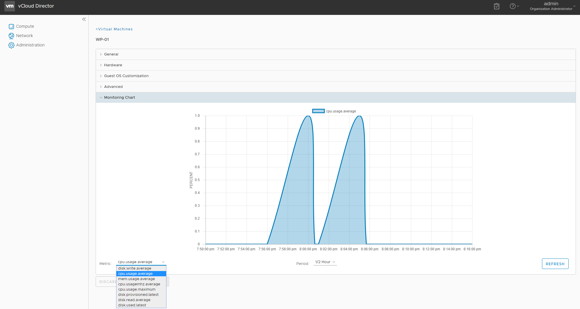 Enabling, Configuring and Viewing Metrics in vCloud Director 9.0
