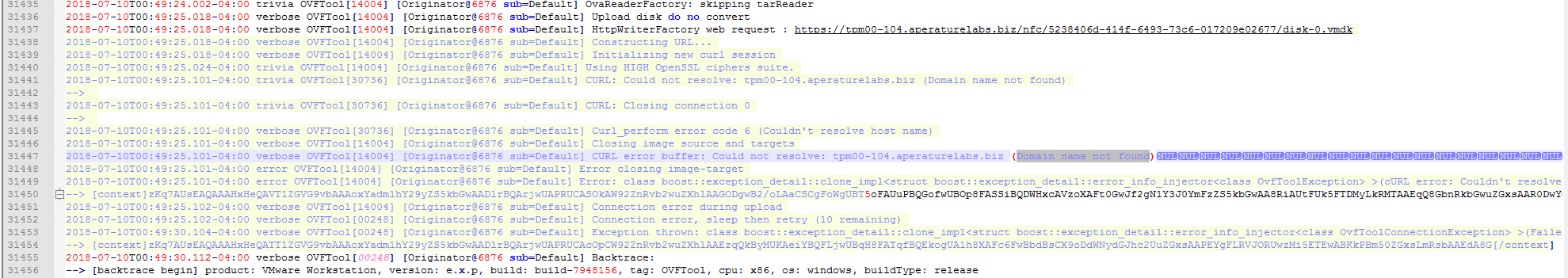 Workaround - VCSA 6.7 Upgrade Fails with CURL Error: Couldn't resolve host name