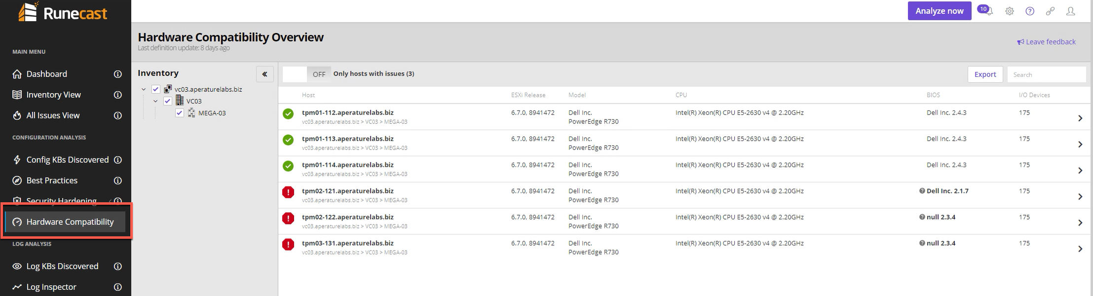 First Look - Runecast Adding Support for VMware HCL