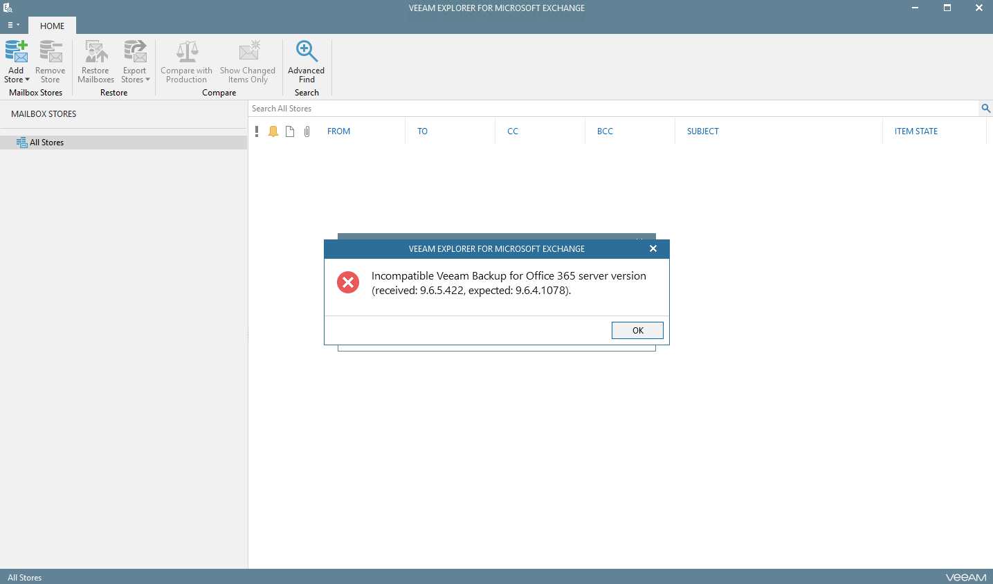 Quick Fix - Incompatible Veeam Backup for Office 365 Server Version