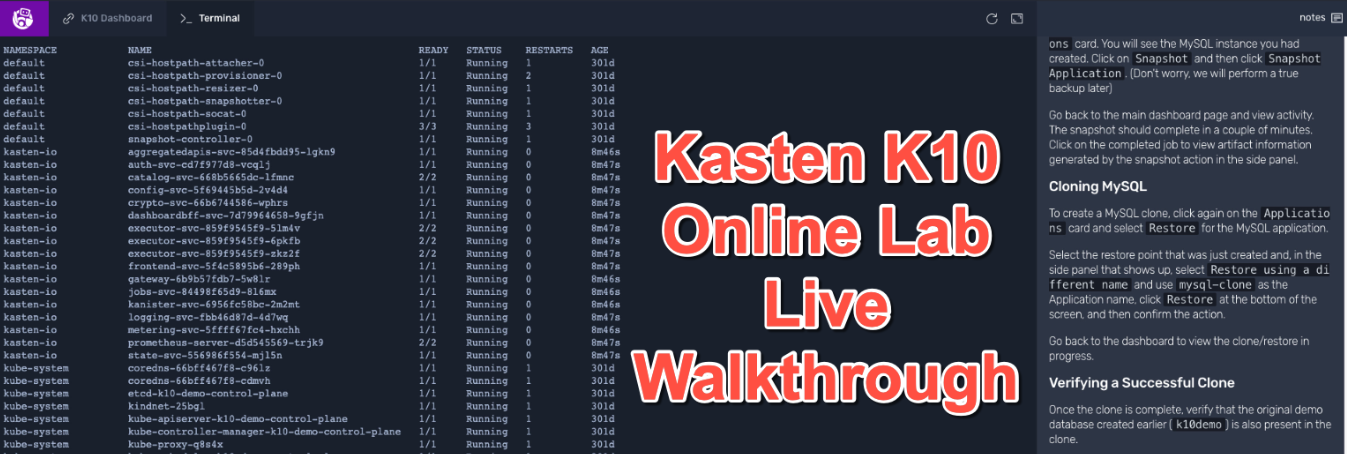Kubernetes Backup - Kasten K10 Online Lab Walkthrough